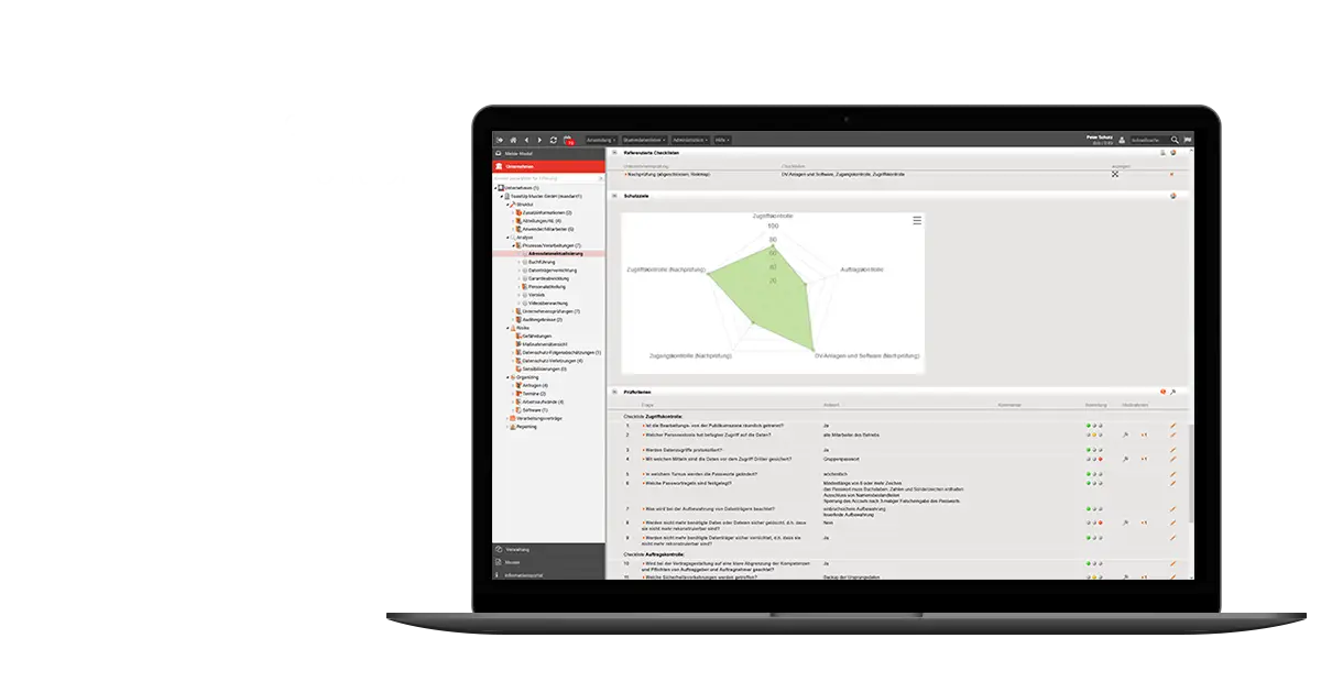Netzdiagramm Beispiel - Datenschutzmanagement-Software otris privacy