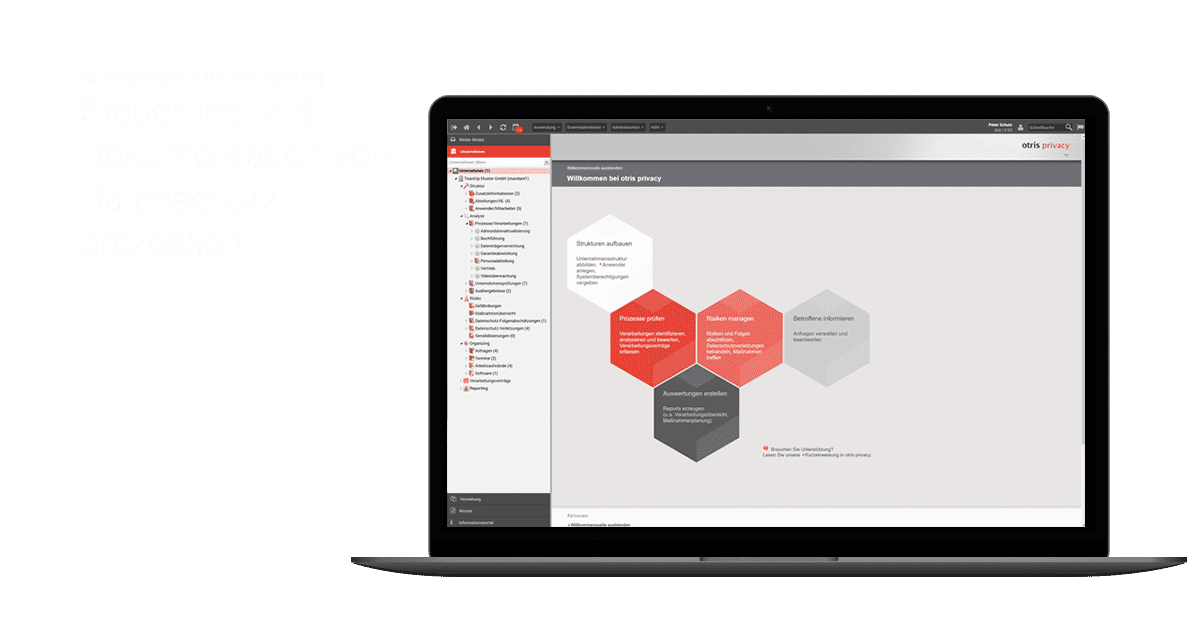 Startbildschirm - Datenschutzmanagement-Software otris privacy