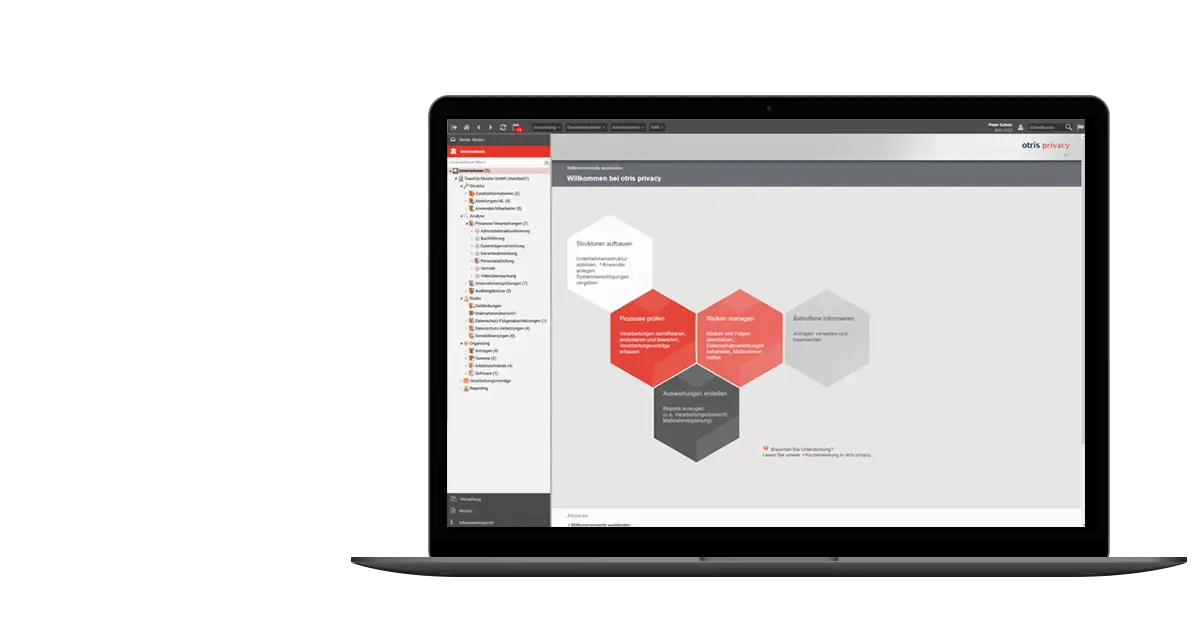 Startbildschirm - Datenschutzmanagement-Software otris privacy