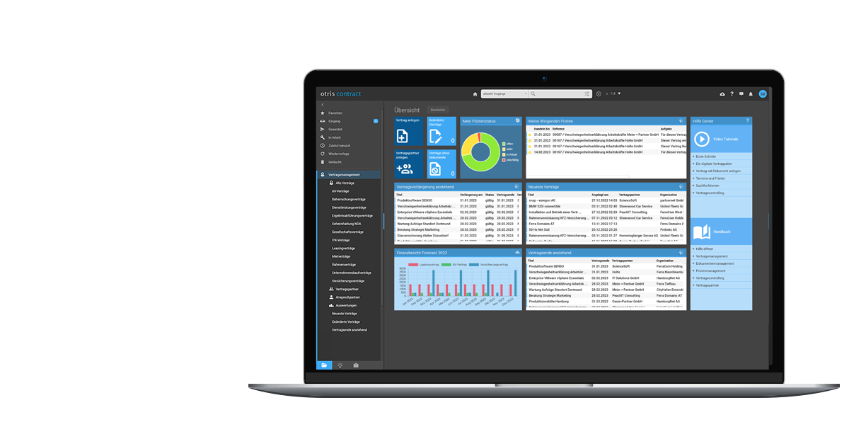 Vertragsmanagement mit otris contract - Übersichtliches Dashboard