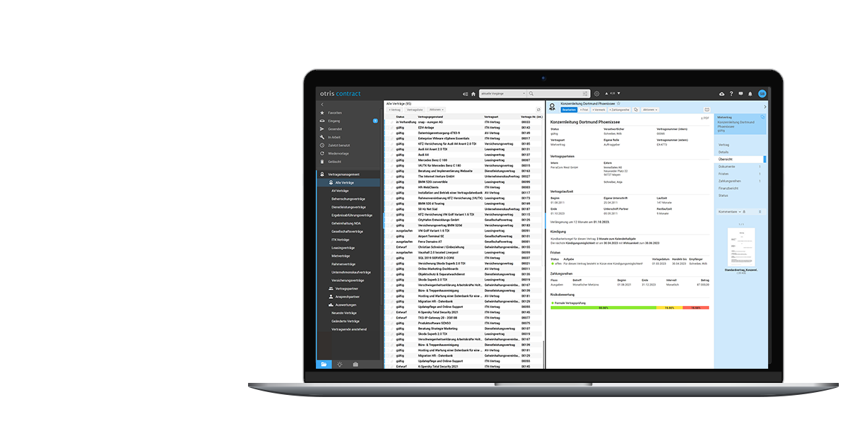 Vertragsmanagement mit otris contract - Zentrale Vertragsakte