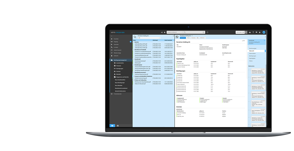 Beteiligungsmanagement mit otris corporate - Historisierte Datenhaltung