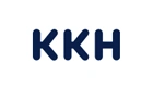 KKH logo: bold blue letters on a white background