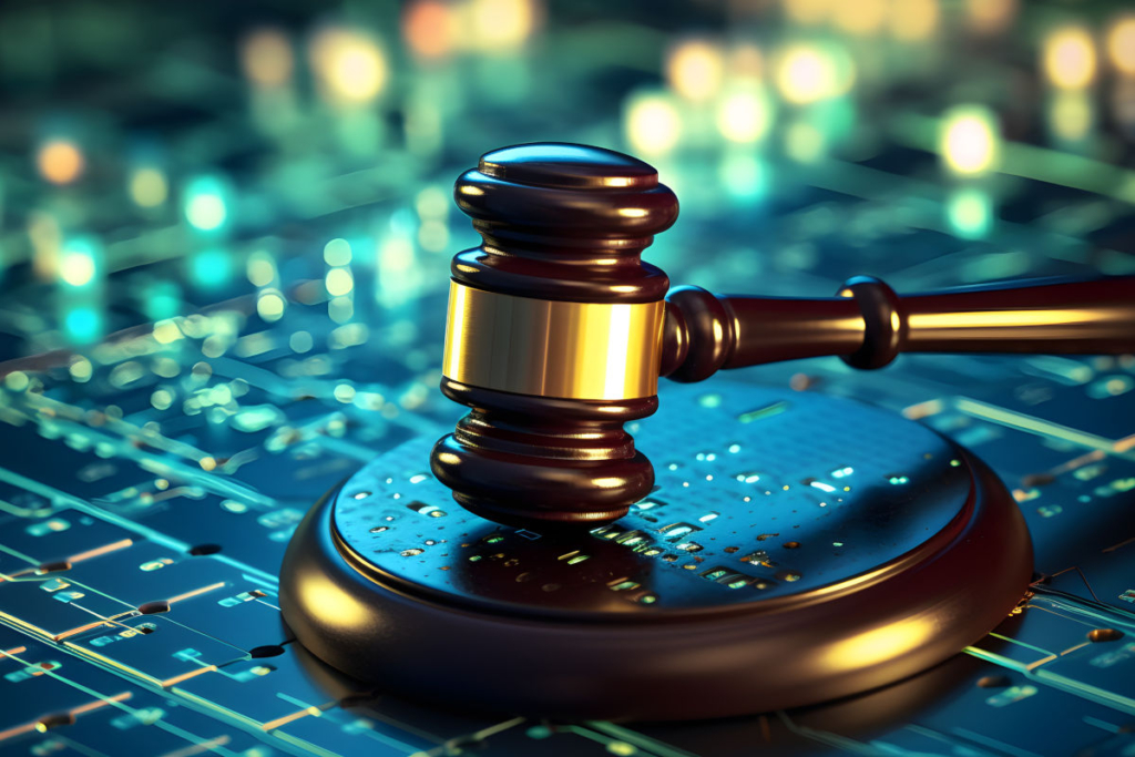 Dgitales Vertragsmanagement und Rechtssicherheit | otris software Richterhammer auf einer Platine