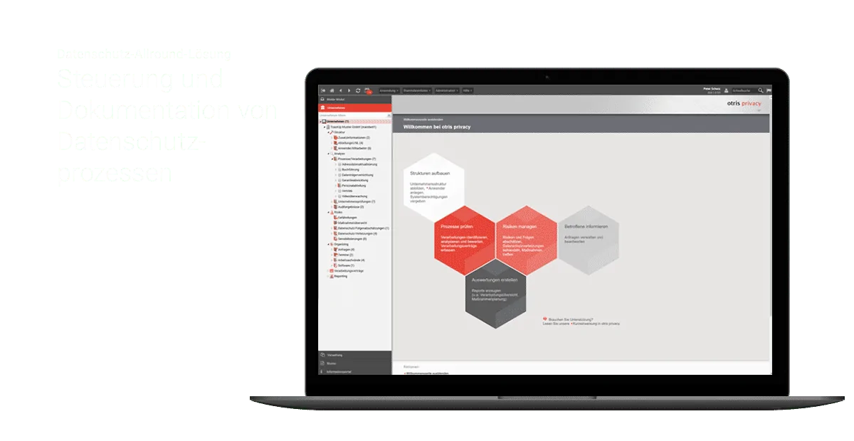 Startbildschirm - Datenschutzmanagement-Software otris privacy