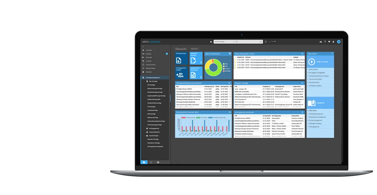 Contract management with otris contract - Clear dashboard
