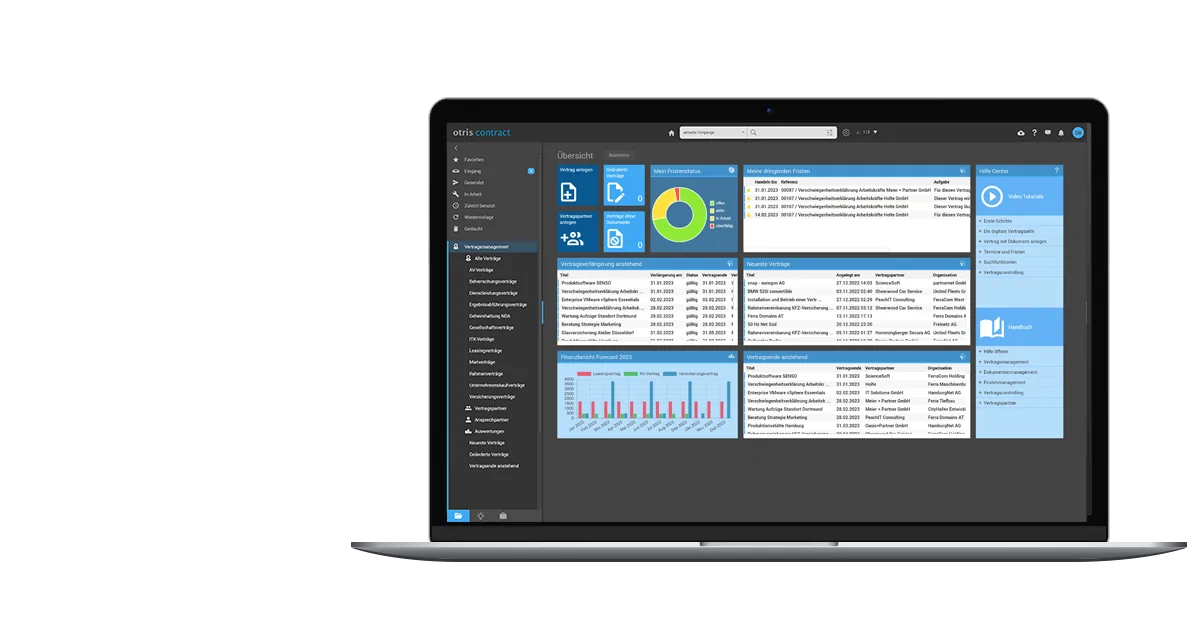 Vertragsmanagement mit otris contract - Übersichtliches Dashboard