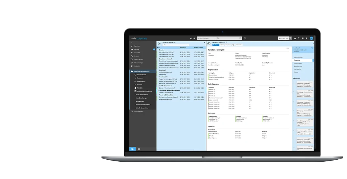 Beteiligungsmanagement mit otris corporate - Historisierte Datenhaltung